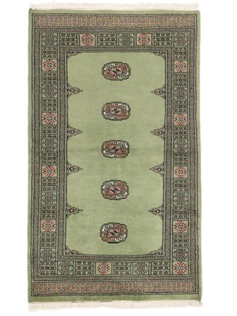 Käsinsolmittu Pakistan Bokhara 2Ply Matot 93X156 Villamatto Vihreä/Tummanvihreä Pieni Matto
