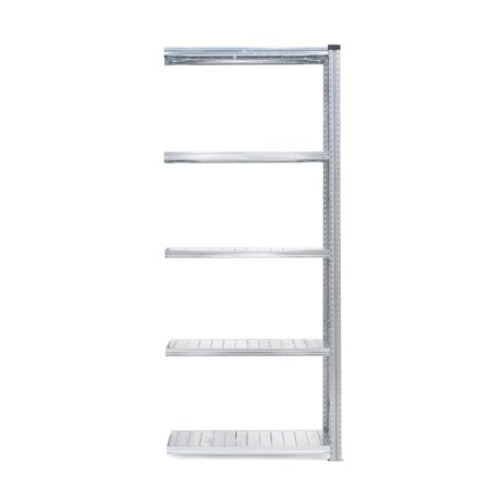 Galvanised shelving TRANSFORM, add-on unit, 5 shelves, 2500x900x400 mm