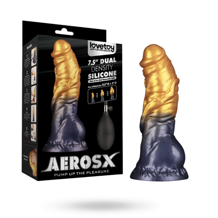 Dual Density Inflatable Dildo Yellow/Blue 19 cm - Vuxen.dk: For hende