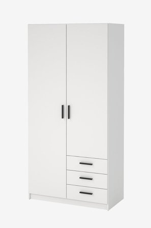 Tvilum - Sprint Garderob med 2 dörrar + 3 lådor - Paket - Vit - Garderober - Från Homeroom