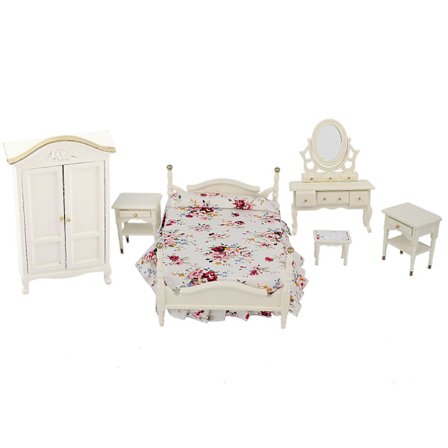 6 stk / Sett Mini Tre Soverom Møbler Tilbehør For 1:12 Dukkehus