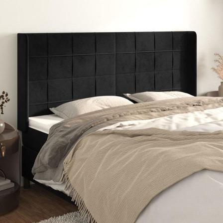 Vidaxl Huvudgavel Med Kanter Svart 183x16x118/128 Cm Sammet Svart