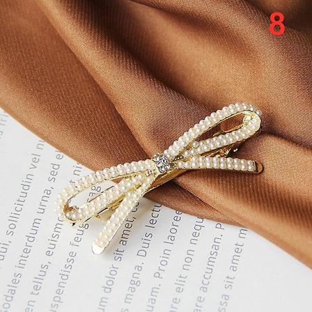 Rhinestone Alloy Hårnål Sido Bangs Clip Pearl Bow Feather Sprin