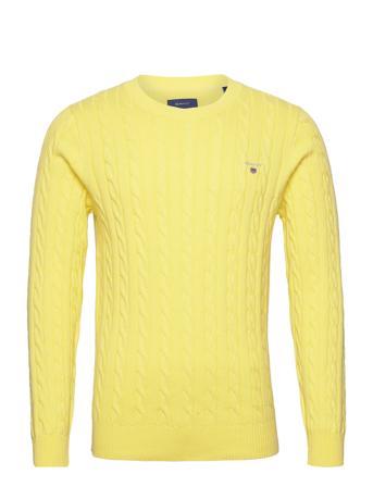 Cotton Cable C-Neck Strikkegenser M. Rund Krage Gul GANT*Betinget Tilbud