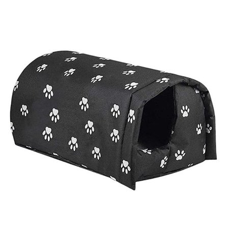 Udendørs Kattehus Vandtæt Varmeste Udendørs Kattehjem Vaskbart Vejrbestandigt Kæledyrshus til Vildfarne Kæledyr Sort Sort