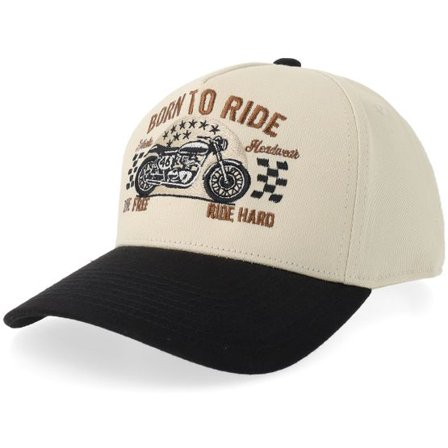 Born To Ride - Beige adjustable Keps - Live Free Ride Hard Biker Stone/Black A-frame Adjustable @ Hatstore