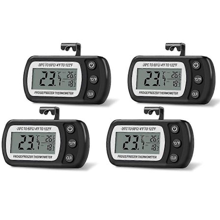 4 stk. Digitalt Køleskabstermometer Køle- og Frysetermometer med Stor LCD-Skærm Stativ til Rum Køkken