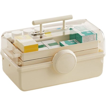 Meikkien järjestäjä, 3-kerroksinen säilytyslaatikko, suurikapasiteettinen asuntolan lääkekaappi, monitoiminen muovinen työkalulaatikko (