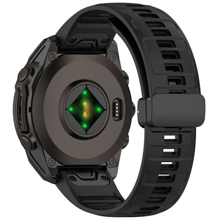 26 mm klockarmband Garmin Enduro 3 / Fenix 8 51 mm / Instinct 2X Andningsaktivt silikonarmband med magnetiskt viklås - Svart