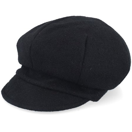 Seeberger - Nero flatcap Cappellino - Fabric Newsboy Cap Black Flat Cap @ Hatstore