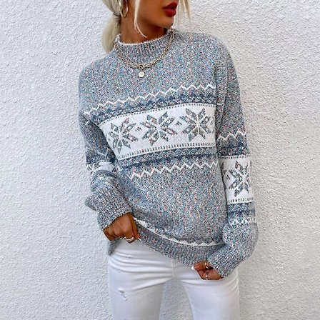 Uformell leopardmønstret strikket genser for kvinner, langermet genser med rund hals, topper XL