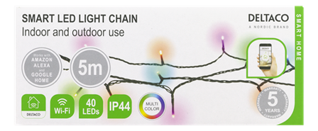 Deltaco Julelys Wi-Fi RGB 5m