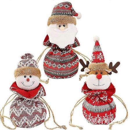 Julegaveposer, Julegave-snøreposer, Små strikkede poser, Fantastiske gaveposer med individuelt design, Perfekt til små julegaver til