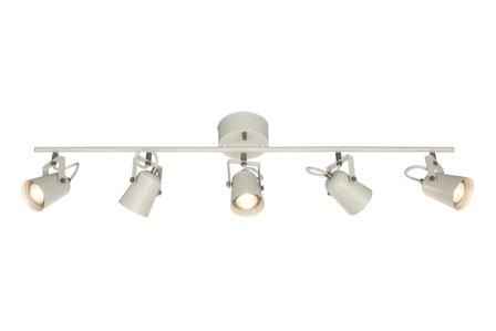 Aneta Lighting METZ takspot 5-lys rett, hvit/stål, RAL9003, 5xGU10