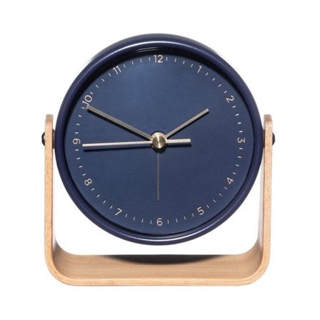 Vækkeur med bambusfod – analog, mørkeblå