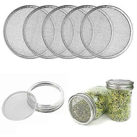 5-pak Rustfri Stål Spirrelåg 86mm Spirreglas Si Låg til Mason Glas med Bred Munding Konserveringsglas