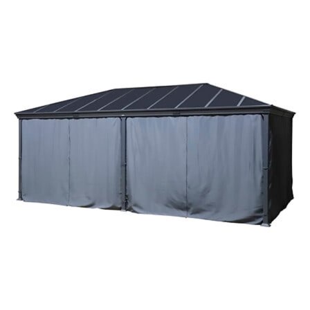 Liuskekivenharmaat pergolaverhot, vettähylkivät, 3,6 x 6 m