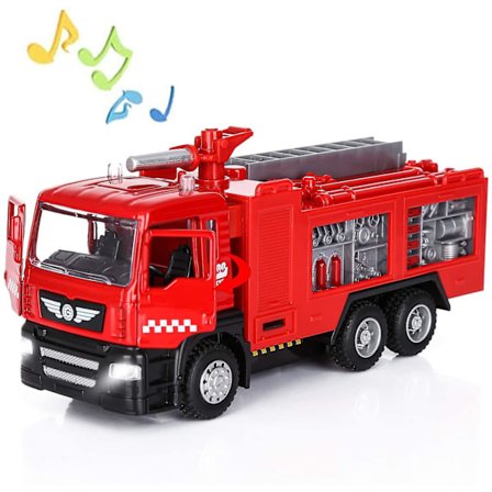 Metal Mikro Brandbil med Lys og Lyd Legetøjslastbil til Drenge 3 4 5 6 7 År (Brandbil)