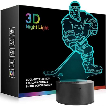 Hockey Player 3D Night Light Lamps for Kids 7 LED Color Chan