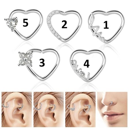 2 kpl/setti Sexy Vääri Nenärengas Sydän