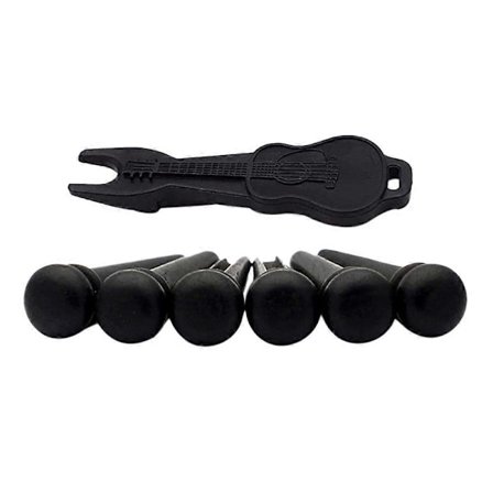 6 stk. Akustisk Guitar Ebenholt Bro Pins med Guitar Pins Puller, Akustisk Guitar DIY Udskiftning Par