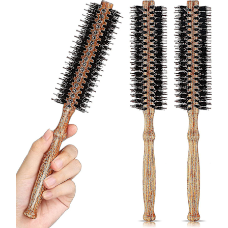 3 st små stylinghårborstar för kort hår, liten rund borste för lugg, 8