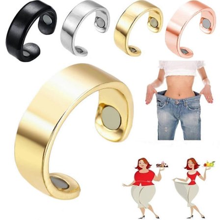 Somni Ring Magnetisk Terapiring för Kvinnor i Klimakteriet, Justerbar, Naturlig Lindring, Sömnhjälp, Guld (LGL)