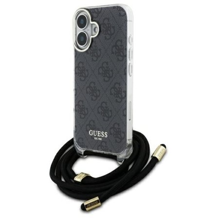 Guess Crossbody Cord 4G Print Case for iPhone 16 - musta