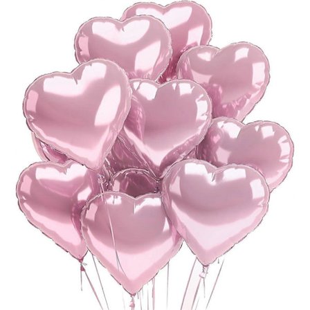 Rosa Hjärtballonger 12-PACK Roséguld Alla Hjärtans Dag Mylar Ballongset Metallic (FMY)