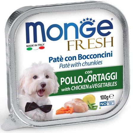 Monge Fresh Paté Bocconcini Con Pollo E Verdure Cibo Umido Per
