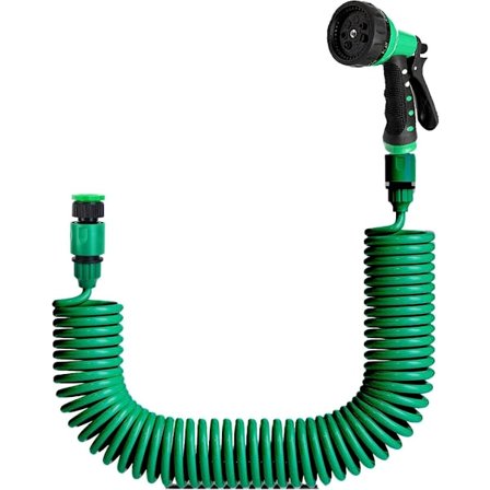 15 m fleksibel hageslange, med sprøytepistol, 7 vannivåer, anti-floke, egnet for hagevanning, bilvask og gulvrengjøring, grønn