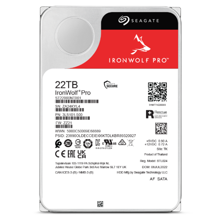 Seagate IronWolf Pro 22TB 7200rpm 512MB SATA 6Gb/s 3.5" harddisk