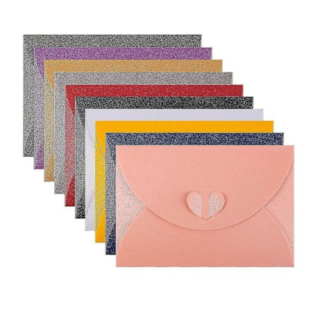 50 stk. Håndlagde Mini Gavekort Søte Postkort Hjerte Lås Mini Kraft Papirkonvolutter Tilfeldig Farge