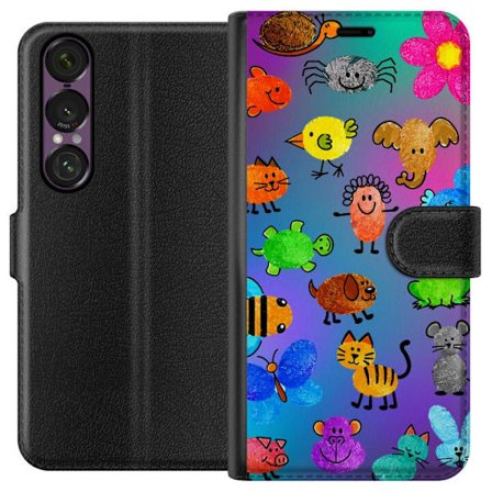 Kompatibelt Lommeboketui til Sony Xperia 1 VII Little Scribble Friends