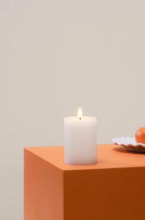 Star Trading - FLAMME FLOW blockljus LED 12,5 cm - Vit - Ljus - Från Homeroom