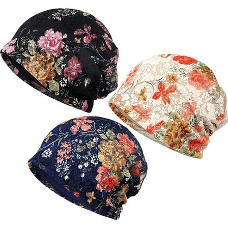 3-pak blomstrede blonderingsskyttehuer til kvinder