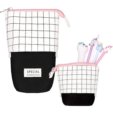 Jenteblyantveske, tegneserieblyantveske, barneblyantveske, lerret