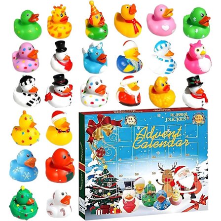 Adventskalender 2025, Adventskalender med morsomme badeender, festgodbiter - 24 dagers samlefigurer, leker for hjemmefest, bursdagsdekor