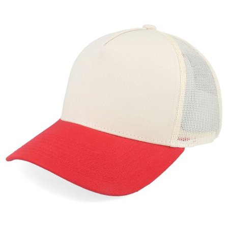 Equip - Grå trucker Keps - Blank Stone/Red A-frame Trucker @ Hatstore