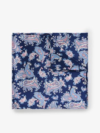 John Henric Men's Mørkeblå Lommetørkle Paisley Size Onesize