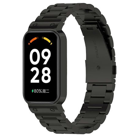 Til Xiaomi Smart Band 8 Active Tre Perle Rustfrit Stål Urrem + Ur Metalramme (LGL)