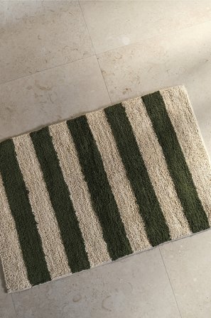 Jotex - Badematte Bomull/Bomull Grønn/beige FARHULT - Kjøp Baderomsmatter hos Jotex