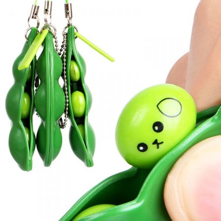 Roliga ansiktsuttryck Edamame Fidget Keychain Pea Pod So