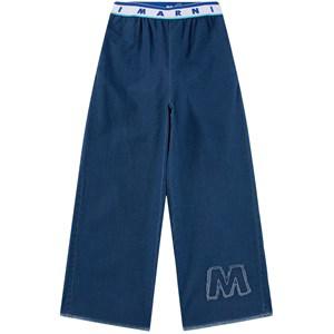 Kids - Marni Navy Branded Wide Leg Denim Trousers - Bottoms - 4 years - Blue - Mädchen