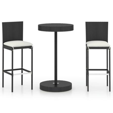 Vidaxl Bargrupp För Trädgården Med Dynor 3 Delar Konstrotting Sv Svart