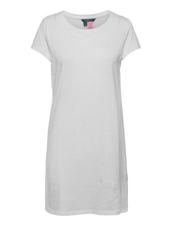Lrl Jacquard Knits S/S Sleepshirt White White Lauren Ralph Lauren Homewear