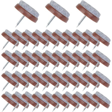 (Brun) 50 stk møbelglidesøm 24mm sort filtglidepude med opbevaringsboks til træstole, skamler og bordben