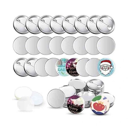 100 Set Blank Knapptillverkningsmaterial för Knappmaskin Rund Märke Nål Knappdelar, 58mm/2