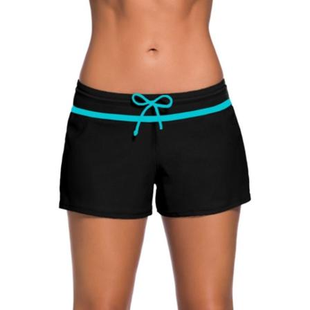 Sommarbaddräkt för damer med låg slips plus storlek Boxer XL (svart blå),