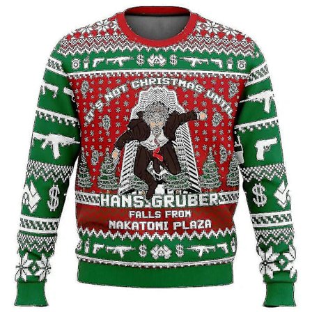 Hans Gruber Die Hard Grim Julesweater - Festlig Julemand 3D Pullover til Mænd